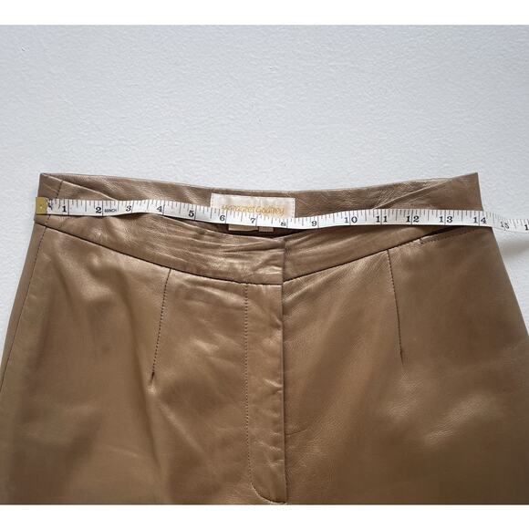 Vintage 80's Gold High Rise Leather Pants / Sz 10 28" / Margaret Godfrey / Luxe - Picture 7 of 12